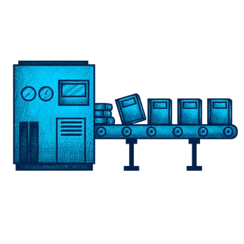 Factory assembly line illustration